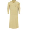 Clearlove Men's Long Sleeve Kaftan Thobe Robe Linen Cotton Blend Side Slit Lounge Shirt with Pockets Relaxation Wear - 2 of 4
