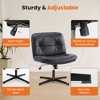 Lyngins Wide Ergonomic Home Office Chair, PU Leather Armless Desk Chair, Wheel-Less Vanity Chair, 360° Swivel Criss Cross Legged Chair - 3 of 4