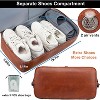 Waterproof Faux Leather Travel Duffel Bag with Shoes Compartment, Large Weekender Overnight Carry-On Tote with Luggage Strap - 3 of 4