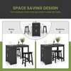 Costway 3 Pieces Bar Table Set Pub Dining Table with Saddle Stools & Storage Cabinet Black - 4 of 4