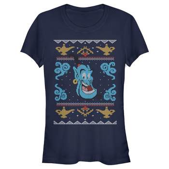 Juniors Womens Disney Aladdin Genie Christmas Sweater T-Shirt