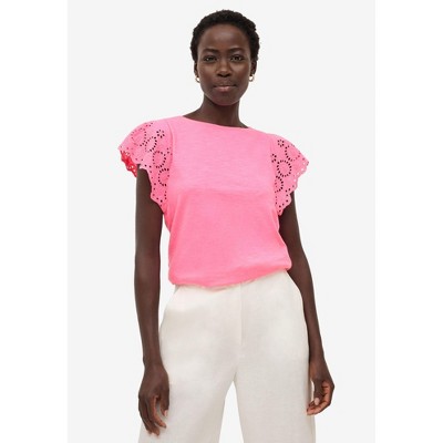 ellos Plus Size Eyelet Cap Sleeve Tee