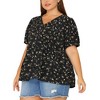 Agnes Orinda Women's Plus Size Floral Layered Peplum Hem Casual Blouses - 2 of 4