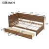 Twin Size Daybed with Trundle/2 Drawers and Rustic Guardrail, Grey/Brown-ModernLuxe - 3 of 4