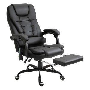 Faux Leather Adjustable High Back Office Recliner Chair with 7-Point Vibrating Massage, Lumbar Support and Footrest - 1 of 4