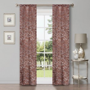 Modern Bohemian Leaves Room Darkening Semi-Blackout Curtains, Set of 2 by Blue Nile Mills - 1 of 3