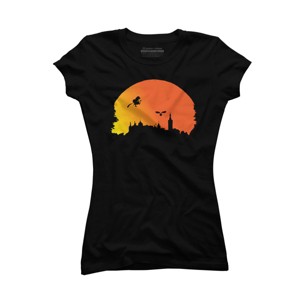 Junior's Design By Humans Halloween witch silhouette By InfaredDesigns T-Shirt - 1 of 3