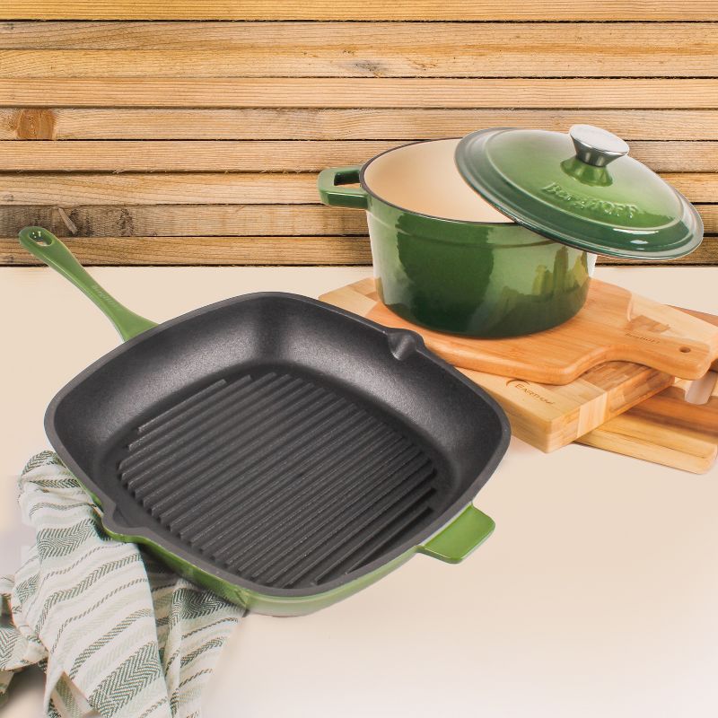 BergHOFF Neo 3Pc Cast Iron Cookware Set, 3Qt Covered Dutch Oven & 11" Grill Pan, 2 of 7