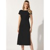 Allegra K Women's Satin Cowl Neck Cap Sleeve Backless Twist Split Midi Cocktail Dress - 4 of 4