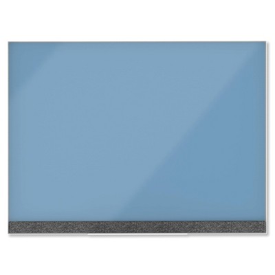 U Brands 48"x36" Magnetic Glass Dry Erase Board Blue Surface/White Aluminum Frame