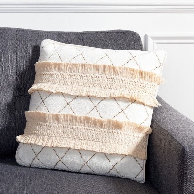 Braxton 16" Cream Geometric Boho Chic Pillow