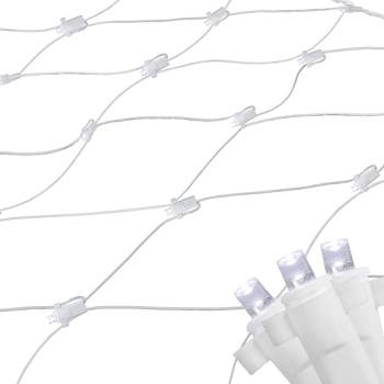 Northlight 2' x 8' Pure White LED Wide Angle Net Style Column Wrap Christmas Lights, White Wire