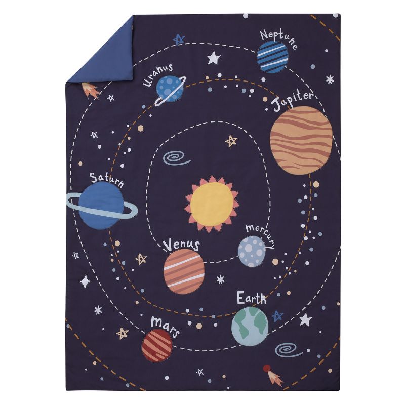 Everything Kids Solar System Navy, Orange, and Yellow Blast Off 4 Piece Toddler Bed Set, 2 of 7