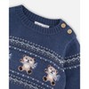 Deux par Deux Boy Knitted Jacquard Sweater and Pant Set Blue Gray with Bears - 4 of 4
