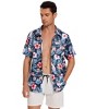 Hawaiian Floral Print Linen Button Down Shirt for Casual Beach Wear - 3 of 4