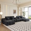 150 Inch U-Shaped Sectional Sofa with Ottomans and Console, 5-Piece Sofa with Storage and Charging, Corduroy Sofa with Cushion-Coolbibila - 2 of 4