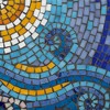 Teal Island Designs Modern Black Round Outdoor Accent Side Tables 14" Wide Set of 2 Blue Mosaic Tabletop for Front Porch Patio Home House - 2 of 4