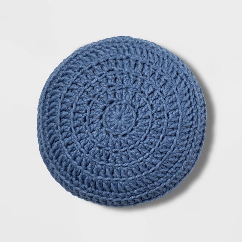 Hand Crochet Round Pillow Blue Opalhouse Target
