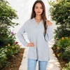 Anna-Kaci Women's Ribbed V-Neck Pullover Top with Collar and Side Slits for Casual Styles - 4 of 4