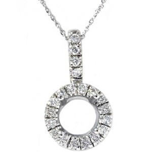 Pompeii3 White Gold 1/4ct Pave Have Solitaire Diamond Semi Mount Pendant - 1 of 2