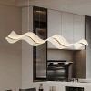 Modern Wave LED Pendant Light, Acrylic S-Curve Chandelier with Brushed Gold Canopy for Dining Room - 2 of 4