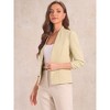 Allegra K Women's 3/4 Sleeve Zipper Pockets Collarless Blazer - 4 of 4