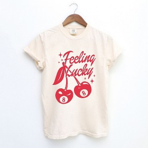 Simply Sage Market Women's Feeling Lucky Cherries Short Sleeve Garment Dyed Tee - 1 of 4