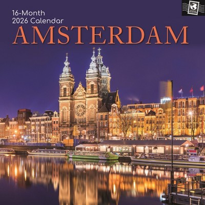 2026 Square Wall Calendar, Amsterdam, 16-Month Passport Collection Theme, 180 Reminder Stickers (12x12 In)