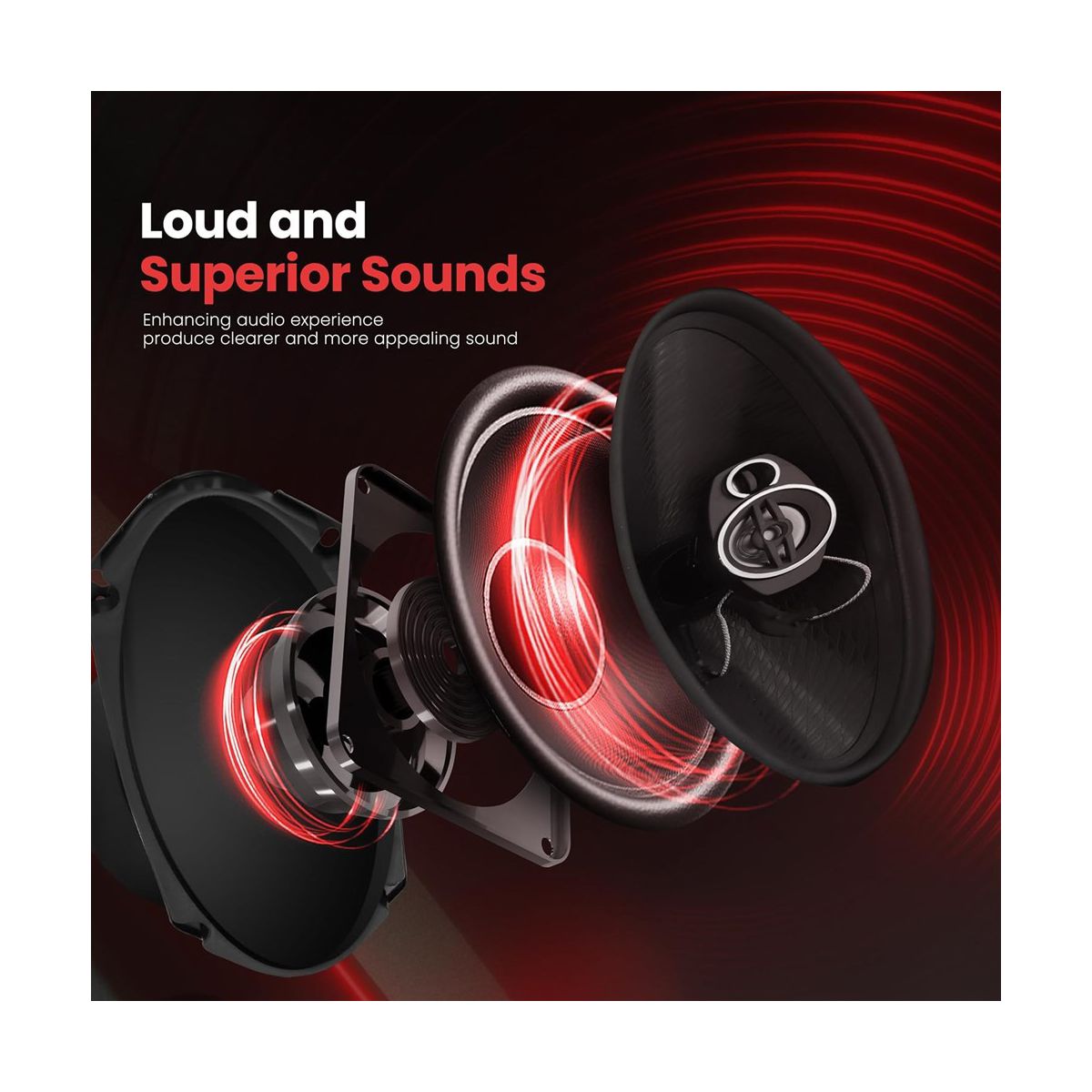 Three-Way 4" x 10" Triaxial Loudspeakers for Powerful Sound with Neodymium Midrange, Piezo Tweeter, 300W MAX, 4 Ohm, Pair - thumbnail 4