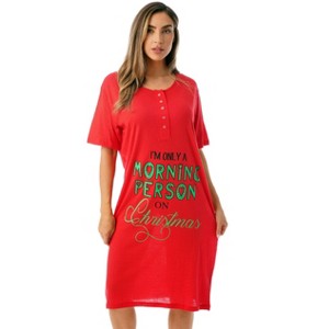 Just Love Womens Nightgown - Short Sleeve Henley Oversized Sleepwear Gown - 1 of 2