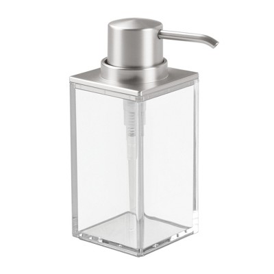 iDesign Hand Soap Dispenser - Refillable Soap Pump for Bathroom or Kitchen Sink - Clear/Brushed