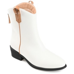 Journee Collection Womens Novva Tru Comfort Foam Back Heel Zip Stacked Heel Booties White 8.5 - 1 of 4