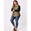 Agnes Orinda Women's Plus Size Floral Animal Print Stripe Raglan Long Sleeve Blouses - 3 of 4