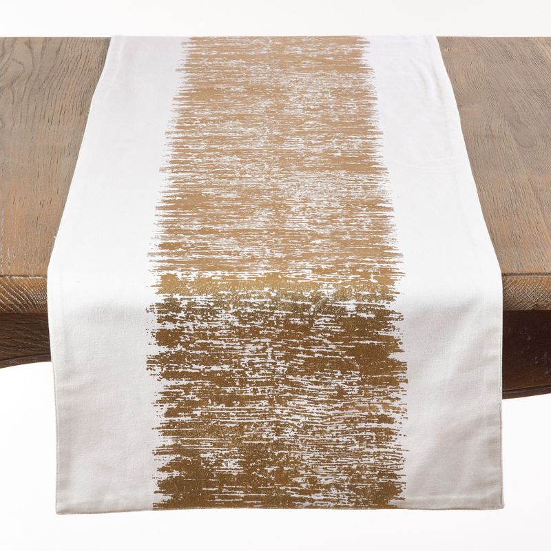 Gold Metallic Banded Cotton Table Runner