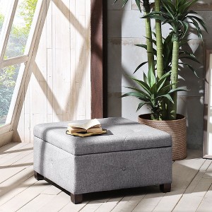 CAVINAS Square Polyester Storage Ottoman Bench with Button-Tufted Design,Upholstered Storage Ottoman,Storage Benches for Living Room,Bedroom - 1 of 4