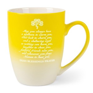 Elanze Designs Inspirational Coffee Cup Mug 12 Ounce Ceramic With Ombre Gradient Irish Blessing Prayer Yellow and White - 1 of 4