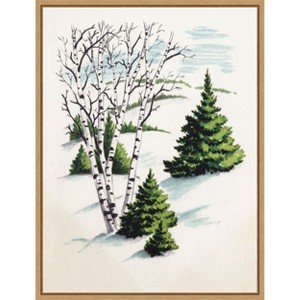 Amanti Art Christmas Snowy Winter Fir Trees and Birch Trees by Corinna Buchholz of Piddix Canvas Art Framed - 1 of 4