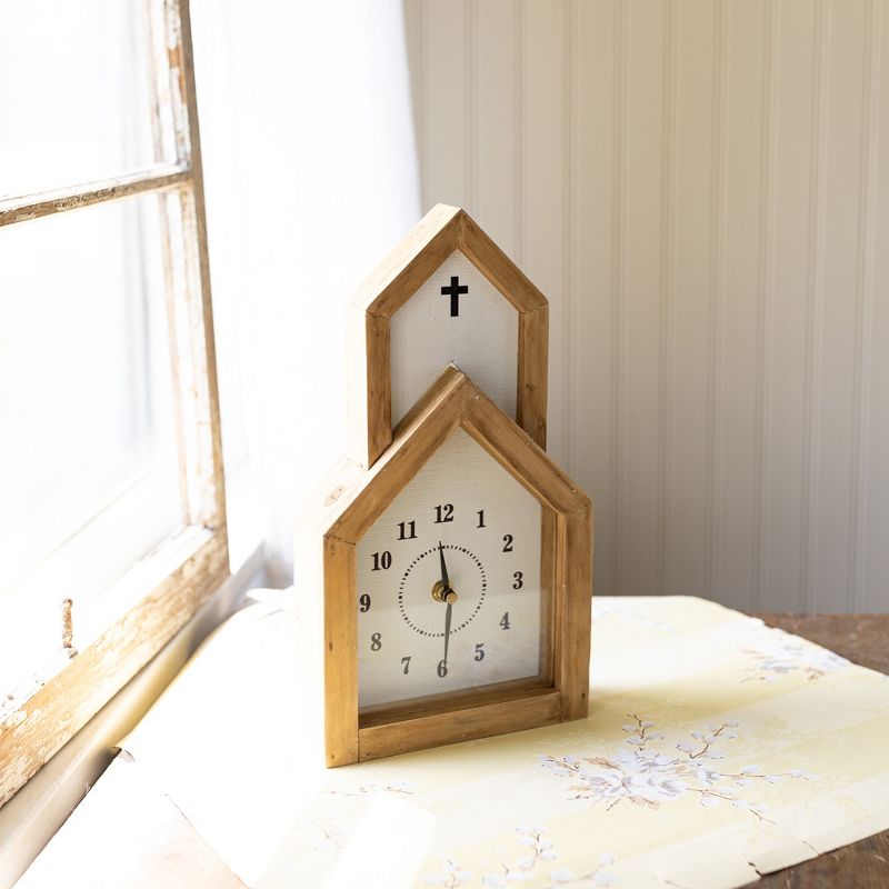 Church Tabletop Clock Wood, MDF & Glass by Foreside Home & Garden, 3 of 10