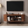 Modern MDF Storage TV Stand with Sliding Door,Mid Century TV Console Table for Living Room,Walnut TV Stand Cabinet with Fluted Design-Coolbibila - 2 of 4