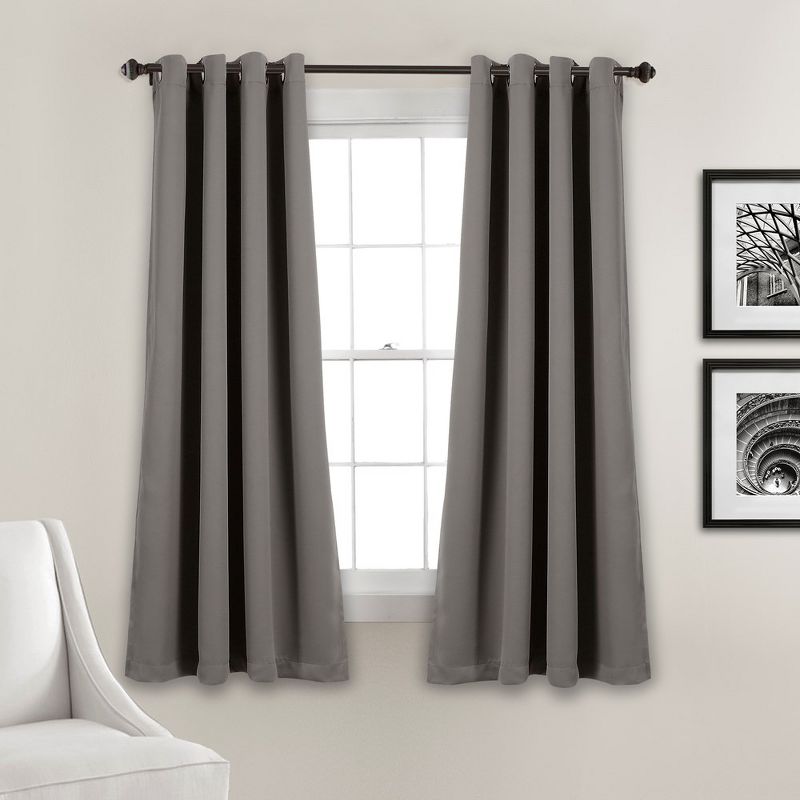 Lush Décor Insulated Grommet Blackout Window Curtain Panels Dark Gray 52X45 Set, 1 of 5