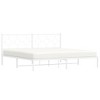 vidaXL White Metal King Bed Frame with Elegant Headboard - 76"x79.9" Industrial Steel Construction, Breathable Slats, Added Bedroom Storage - 3 of 4