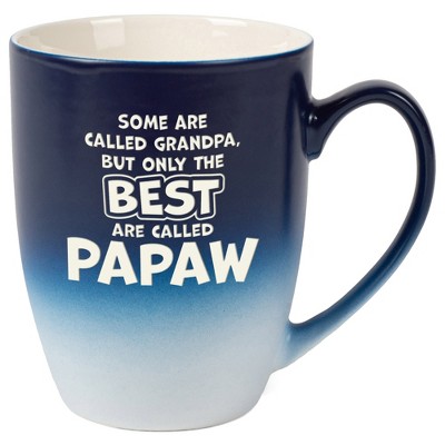 Elanze Designs Best Are Called Papaw Two Toned Ombre Matte Navy Blue and White 12 ounce Ceramic Stoneware Coffee Cup Mug