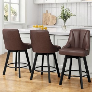 Gikpal Swivel Bar Stools with Backs, 24" Counter Height Bar Stools, Fabric Upholstered Counter Bar Stools with Solid Wood Legs for Kitchen Island - 1 of 4