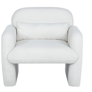 Ridstar Beige Teddy Fleece Accent Chair with Arms and Pillow for Living Room, Bedroom - 1 of 4