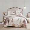 Okak Queen/King 3-Piece Chic Large Floral Printed Bed Duvet Cover Set with Trims,Comfortable Coverlet Bedding Sets,Machine Washable - 2 of 4