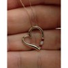 Pompeii3 Diamond & Ruby Heart Pendant 3-Stone 10K Yellow Gold with 18" Chain - 2 of 3