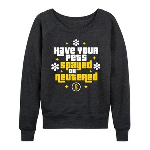 Women's -  - Women's French Terry Long Sleeve Pullover Lightweight French Terry Wide Neck Long Sleeve Graphic Shirt - 1 of 4