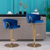 Velvet Bar Stools Set of 2 with Adjustable Height, 360¡ã Swivel, Chrome Footrest, and Metal Legs for Kitchen, Dining, or Bar - 2 of 4