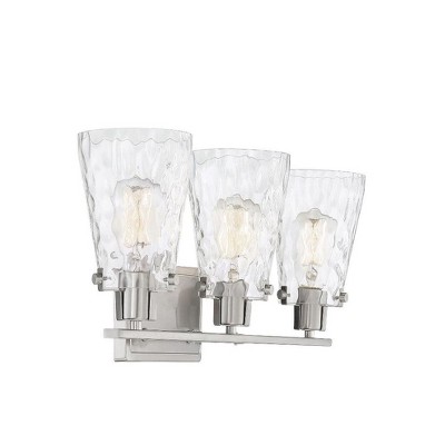 Satin Nickel 3-Light Cylinder Vanity Fixture with Clear Glass Shades