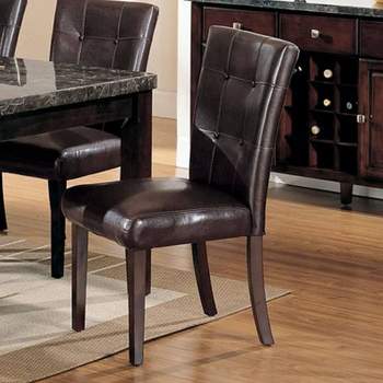 Set 2 20" Britney PU Dining Chairs Espresso/Walnut - Acme Furniture